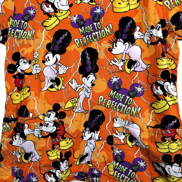 Disney's Bride of Mickenstein Halloween Orange Minnie & Mickey Scrub - Picture 3 of 5